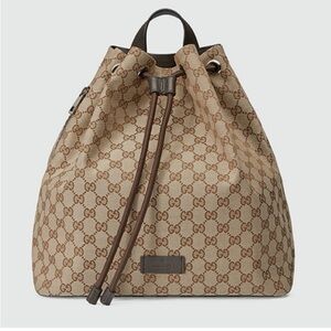 *Rare‎ Find* Gucci GG Drawstring Closure Backpack Brown Canvas